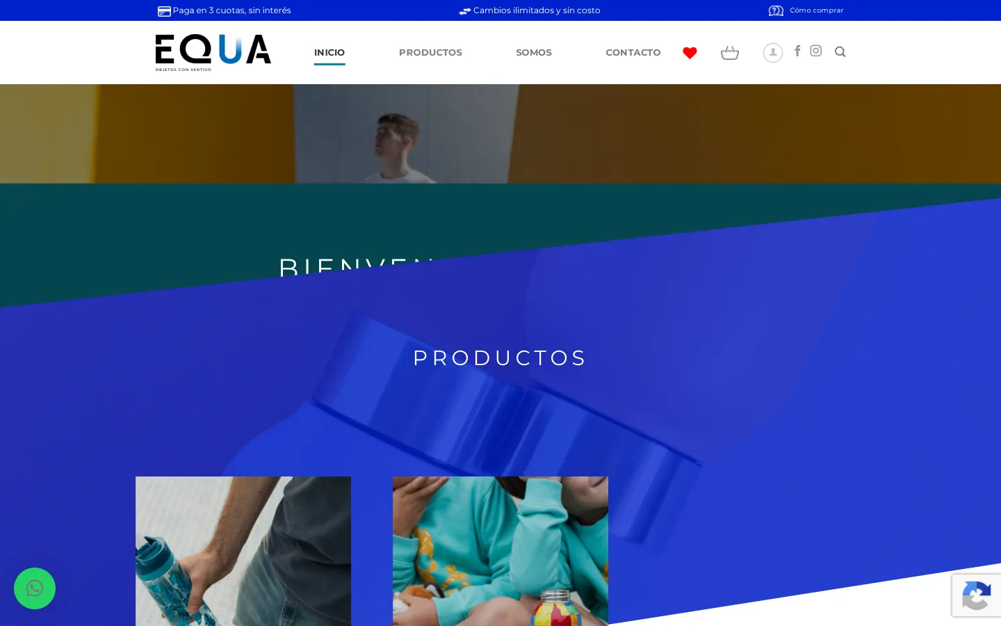 Home page of the EQUA online store on a computer