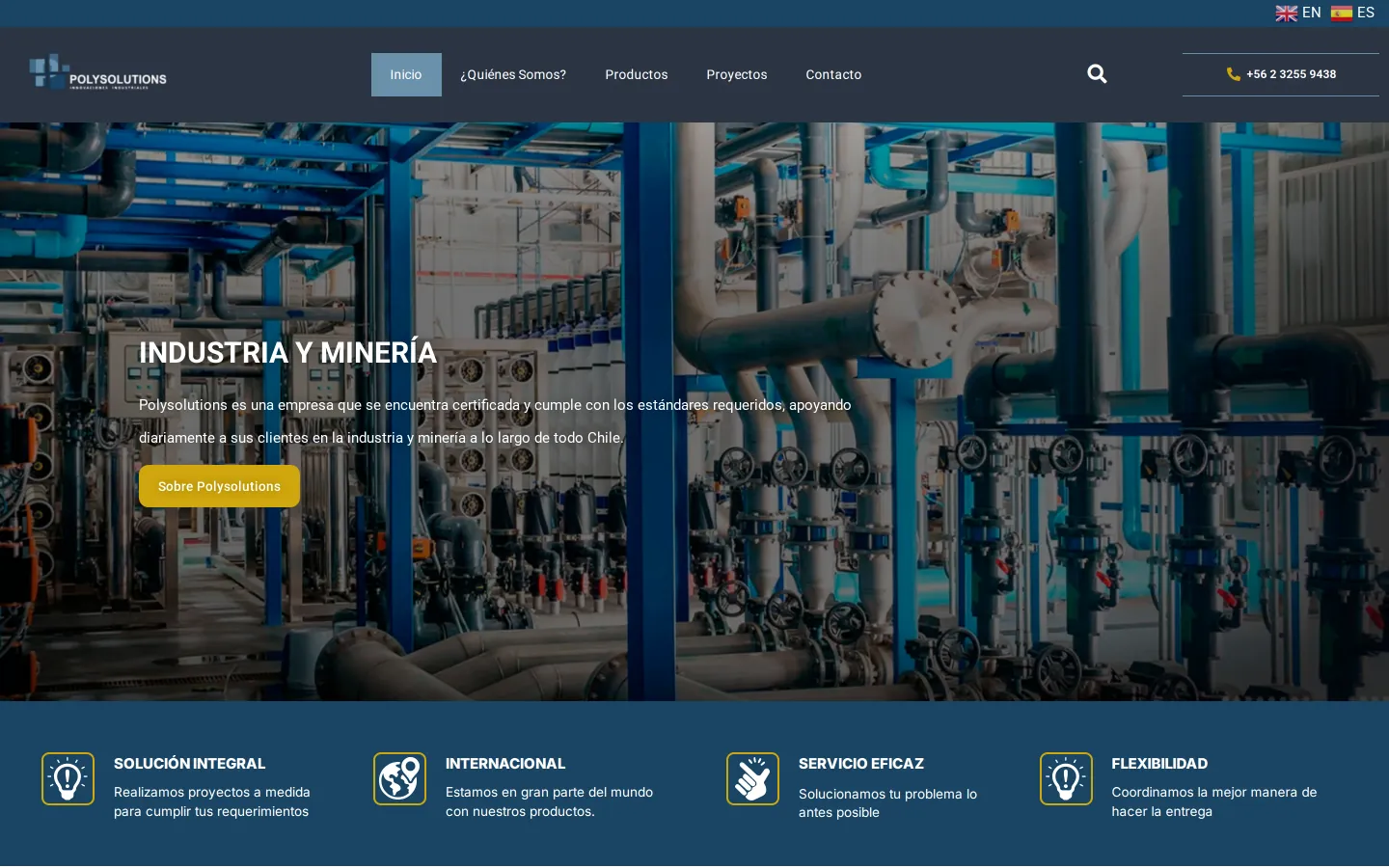 Home page of the previous Polysolutions site, built on WordPress